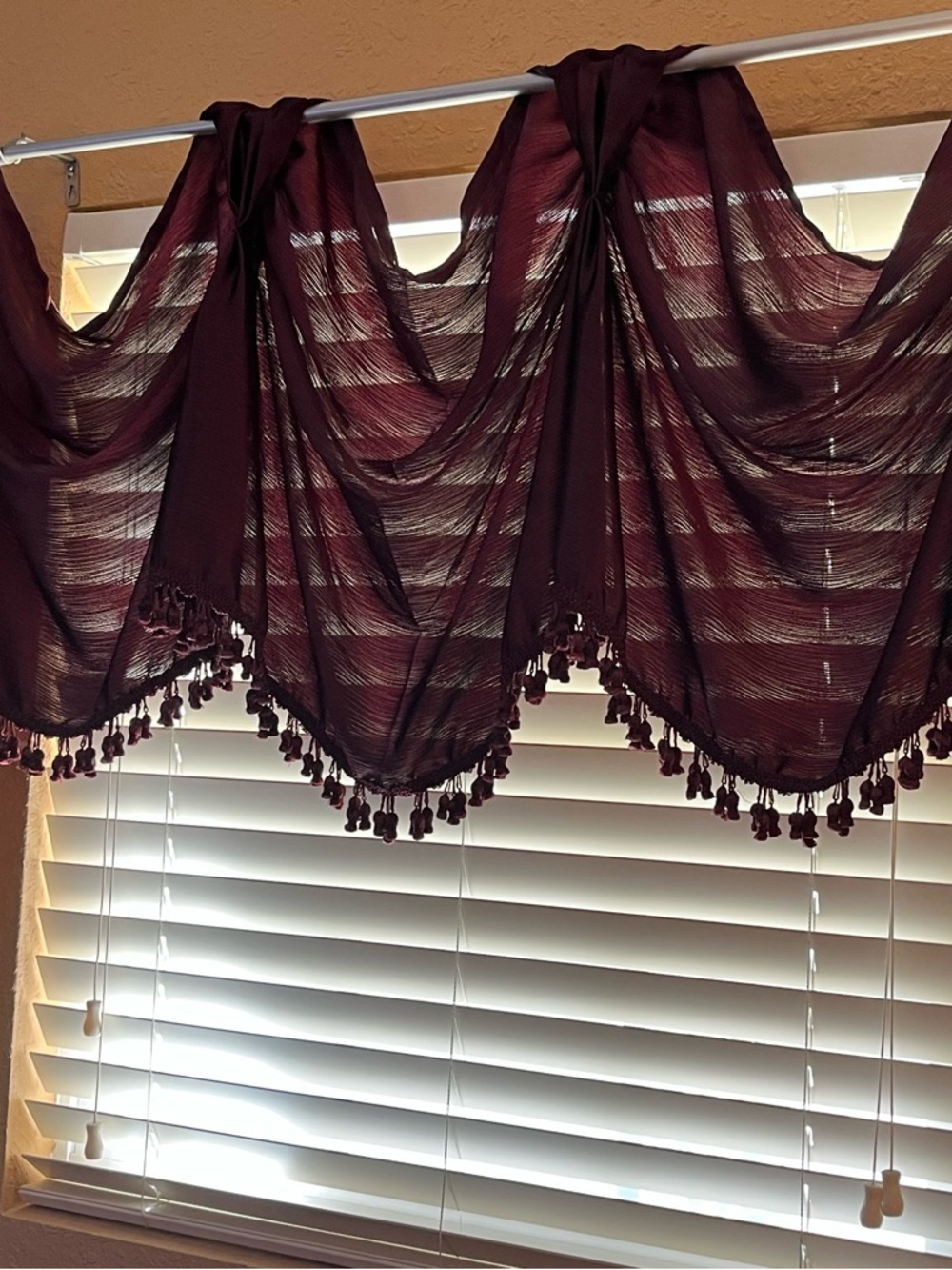 Decorative Window Swag Valance in Deep Burgundy